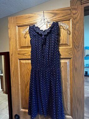 Collective Concepts Navy Print Ruffle Sleeveless Dress Size SP